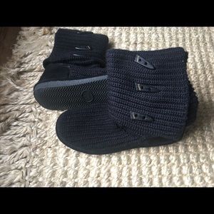 Black Bearpaw Knit Foldover Boots
